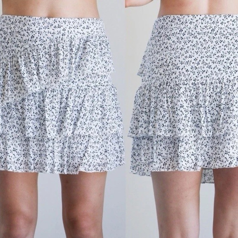 Ulla Johnson 100% Cotton White Floral Porcelain Ella Skirt Size 4